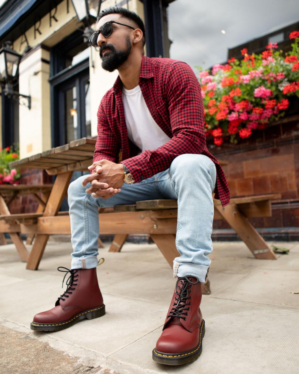 Botas con Cordones Dr Martens 1460 Smooth Leather Mujer Rojos | 33592899
