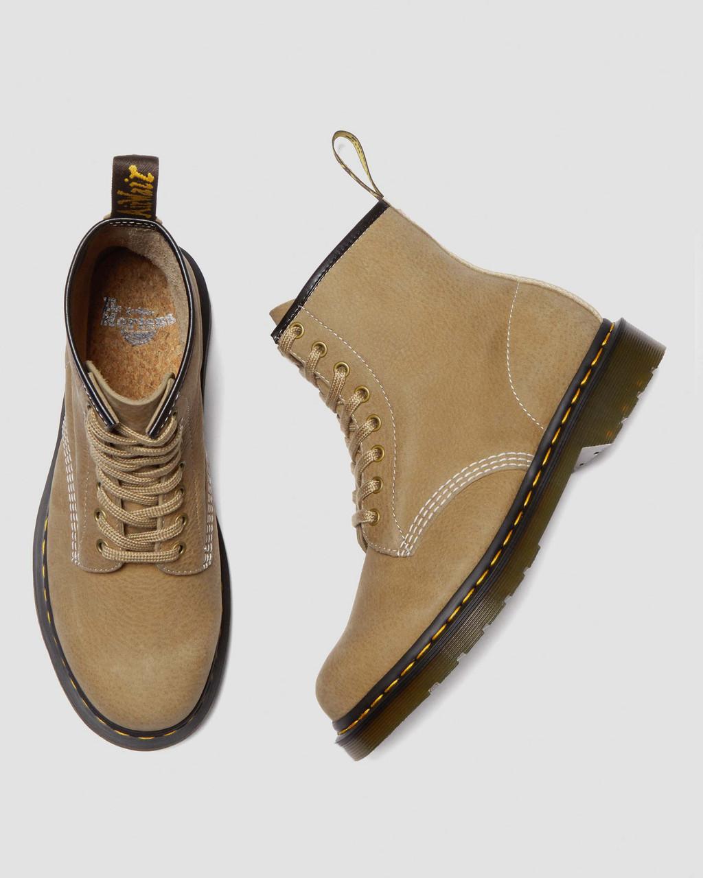 Botas con Cordones Dr Martens 1460 Tumbled Nubuck Leather Mujer Marrom | 90077318