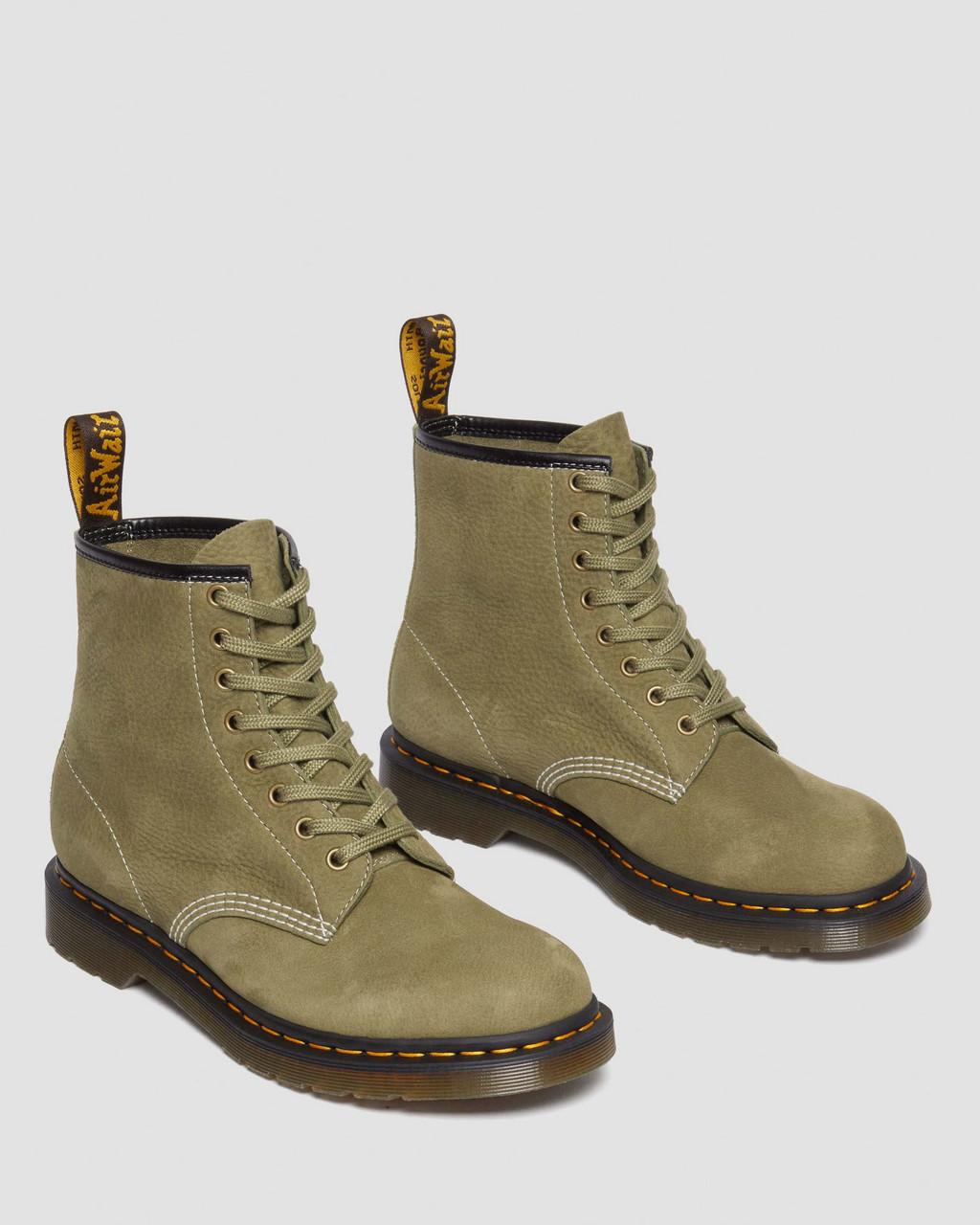 Botas con Cordones Dr Martens 1460 Tumbled Nubuck Leather Mujer Verde Oliva | 78745162