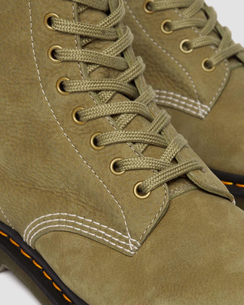 Botas con Cordones Dr Martens 1460 Tumbled Nubuck Leather Mujer Verde Oliva | 78745162