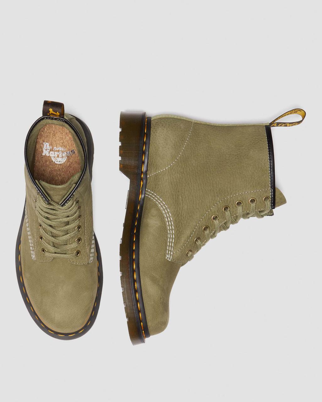 Botas con Cordones Dr Martens 1460 Tumbled Nubuck Leather Mujer Verde Oliva | 78745162