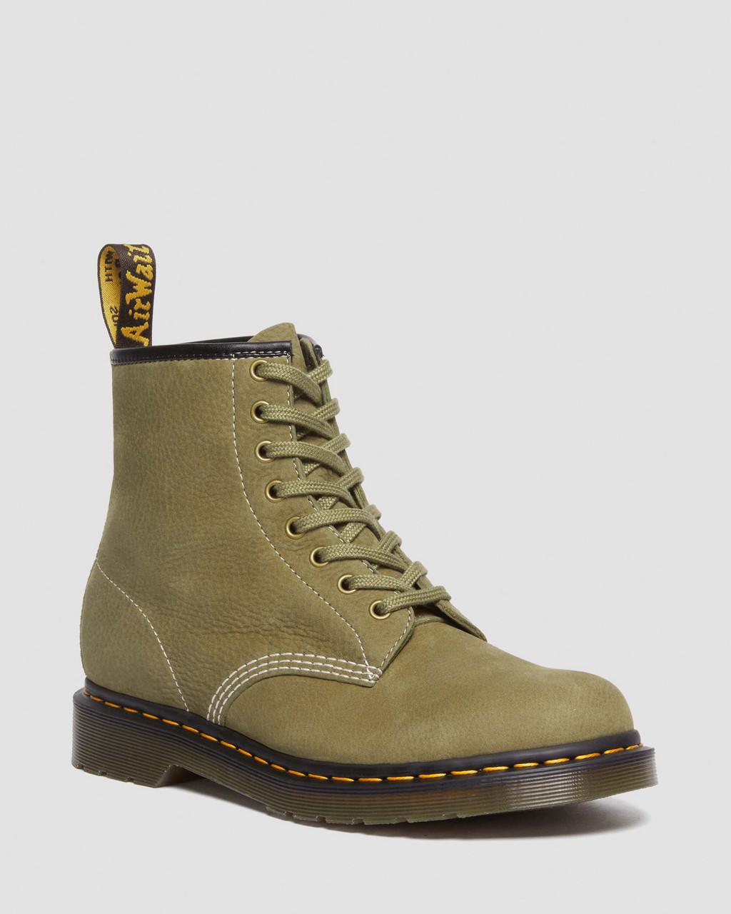 Botas con Cordones Dr Martens 1460 Tumbled Nubuck Leather Mujer Verde Oliva | 78745162