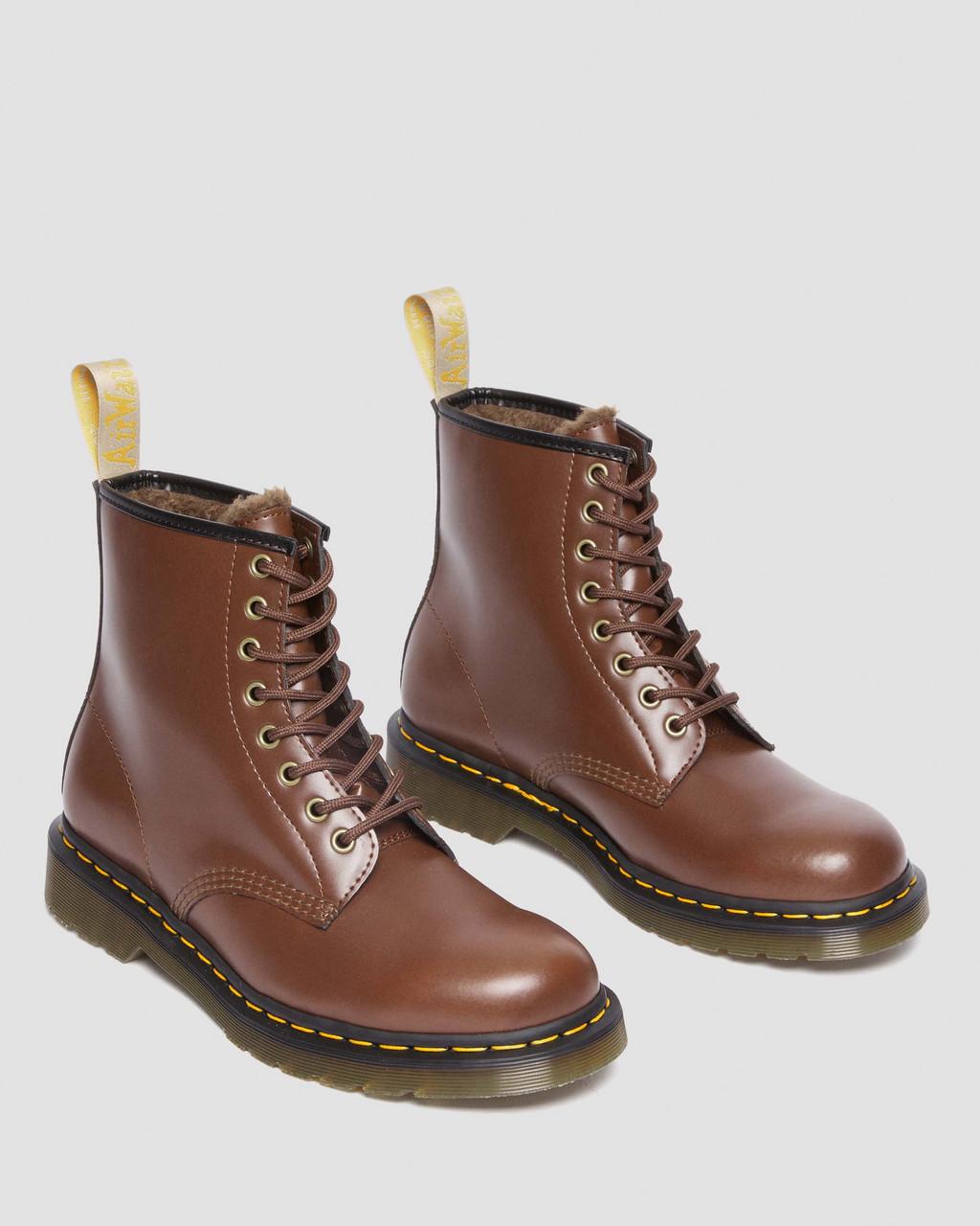 Botas con Cordones Dr Martens Vegan 1460 Faux Fur Lined Mujer Marrom | 93842352