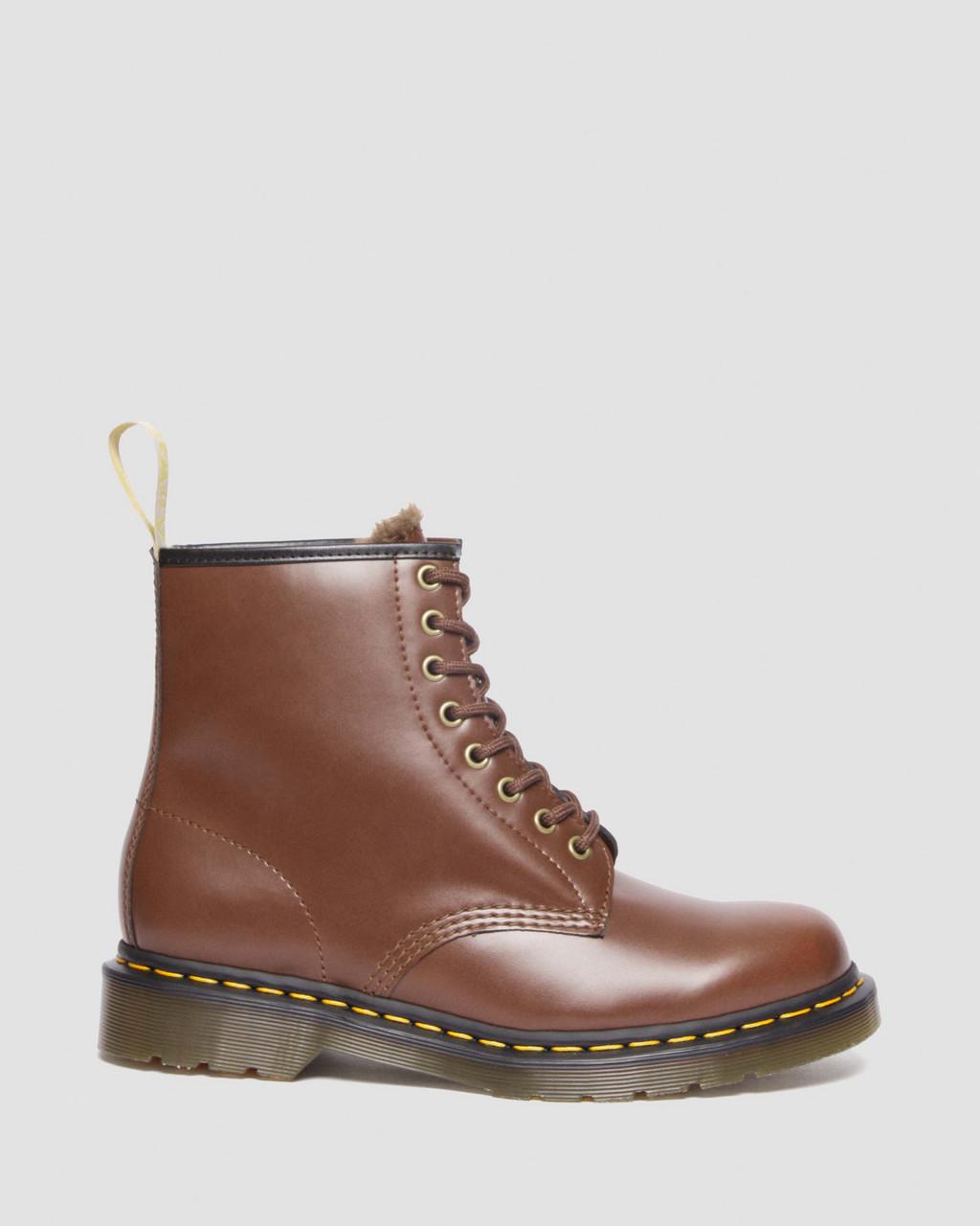 Botas con Cordones Dr Martens Vegan 1460 Faux Fur Lined Mujer Marrom | 93842352