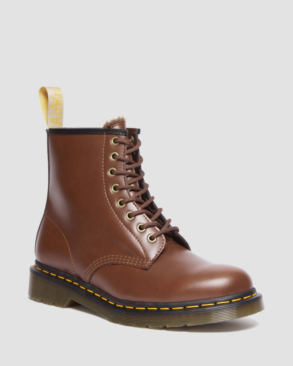 Botas con Cordones Dr Martens Vegan 1460 Faux Fur Lined Mujer Marrom | 93842352