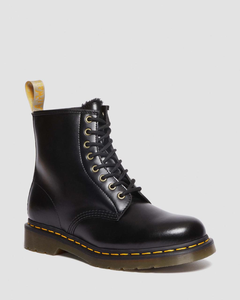 Botas con Cordones Dr Martens Vegan 1460 Faux Fur Lined Mujer Negros | 20314281