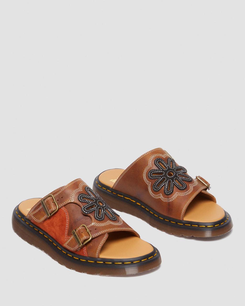 Chanclas Dr Martens Dayne Made in England Leather & Suede Applique Mujer Marrom | 89575529