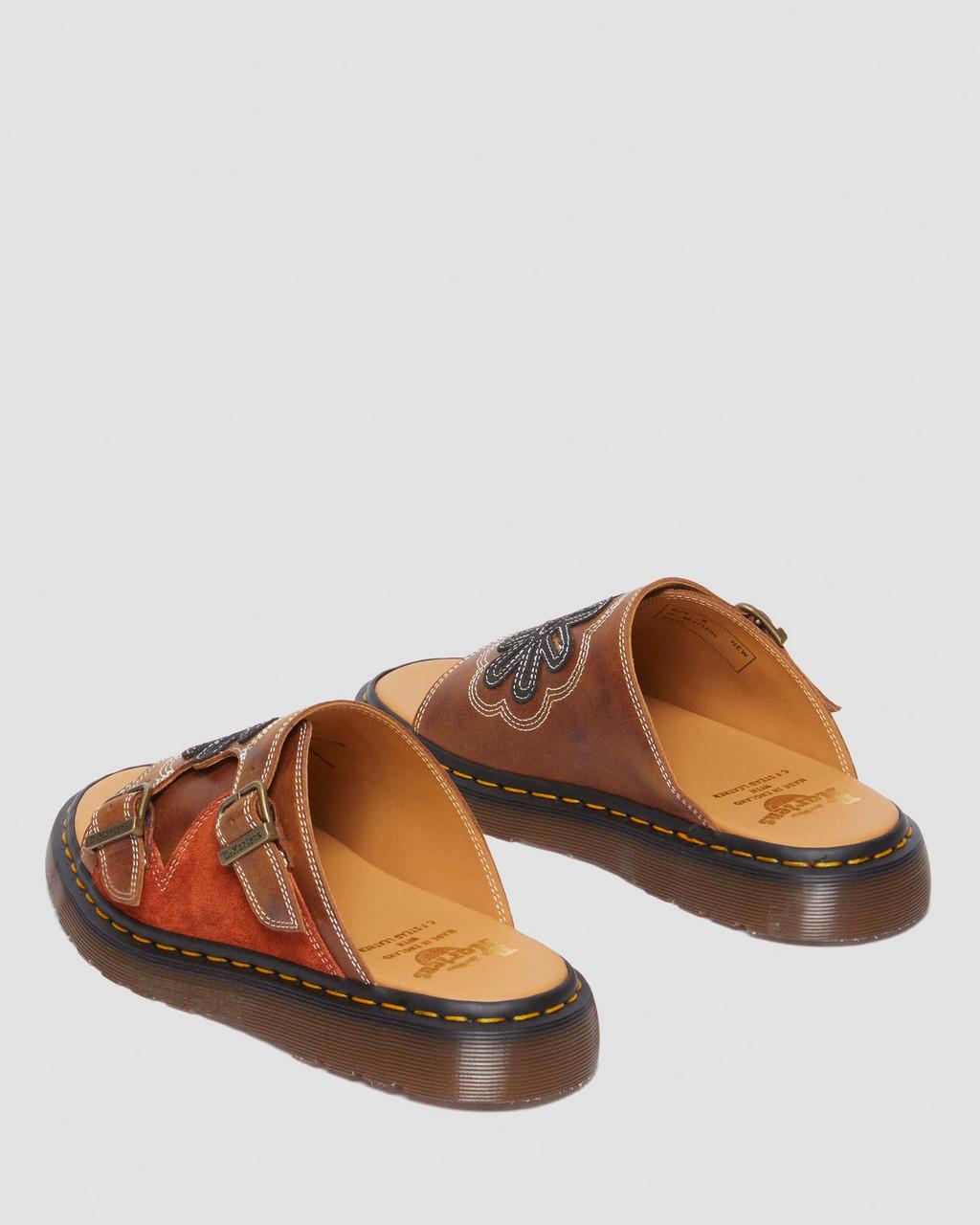 Chanclas Dr Martens Dayne Made in England Leather & Suede Applique Mujer Marrom | 89575529