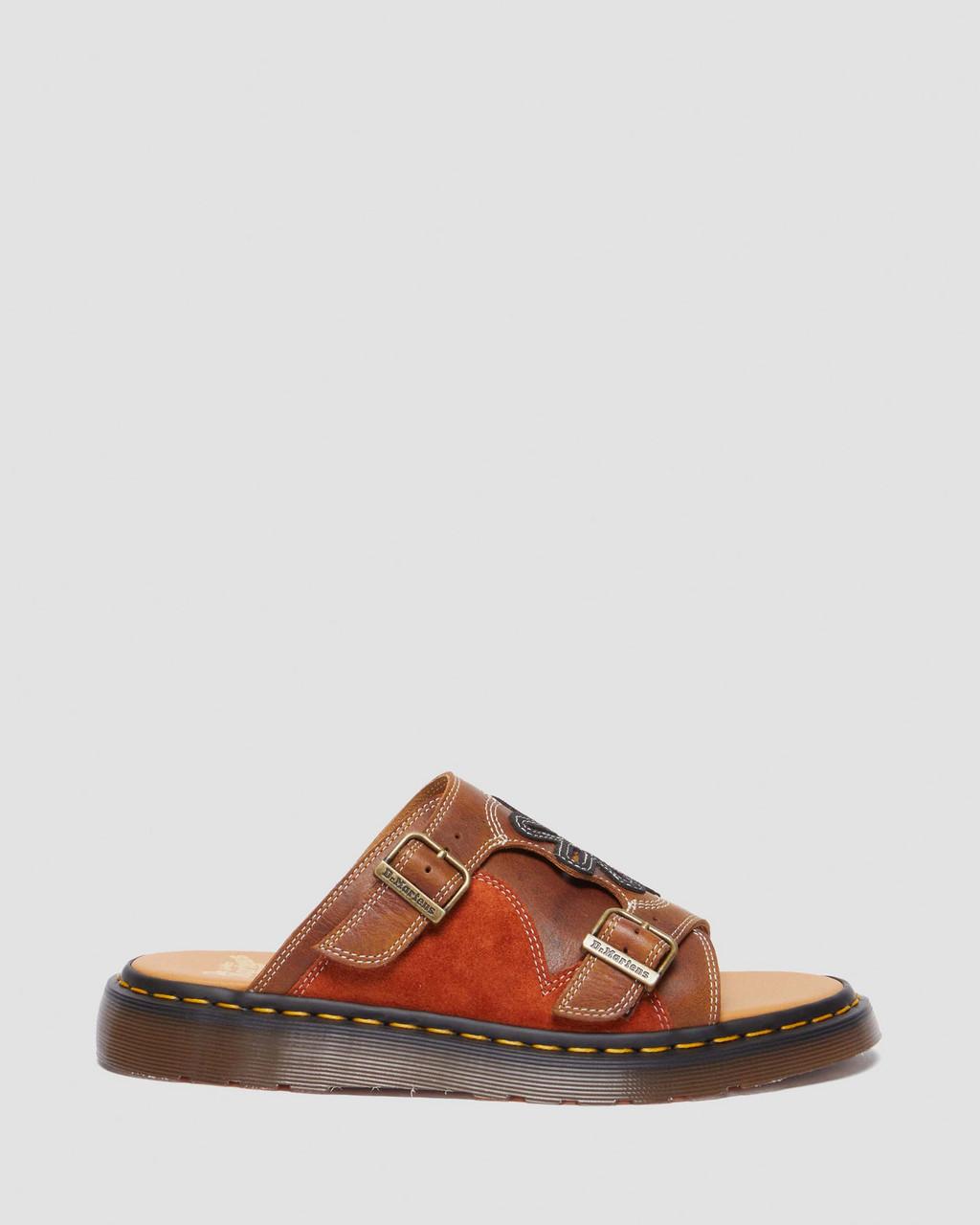 Chanclas Dr Martens Dayne Made in England Leather & Suede Applique Mujer Marrom | 89575529