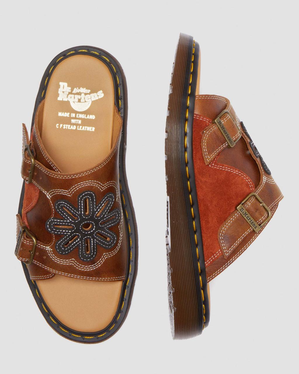 Chanclas Dr Martens Dayne Made in England Leather & Suede Applique Mujer Marrom | 89575529