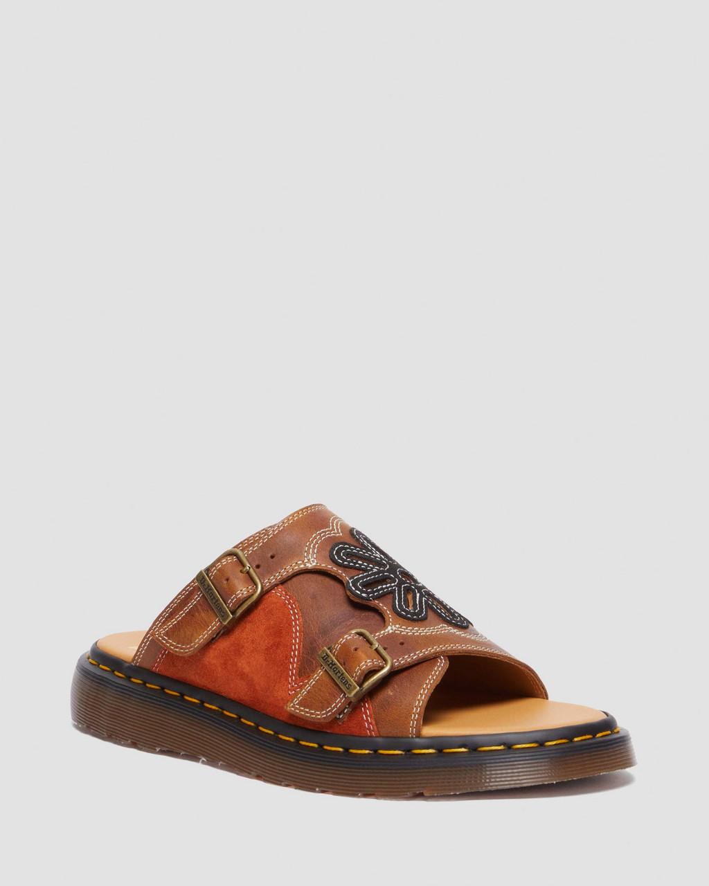 Chanclas Dr Martens Dayne Made in England Leather & Suede Applique Mujer Marrom | 89575529