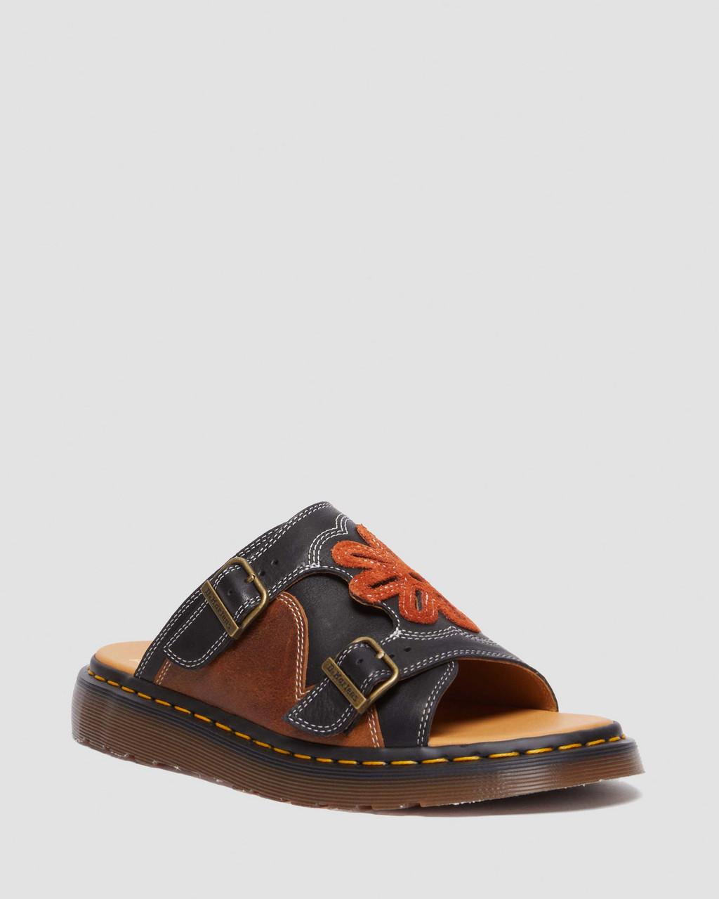 Chanclas Dr Martens Dayne Made in England Leather & Suede Applique Hombre Negros | 31189378