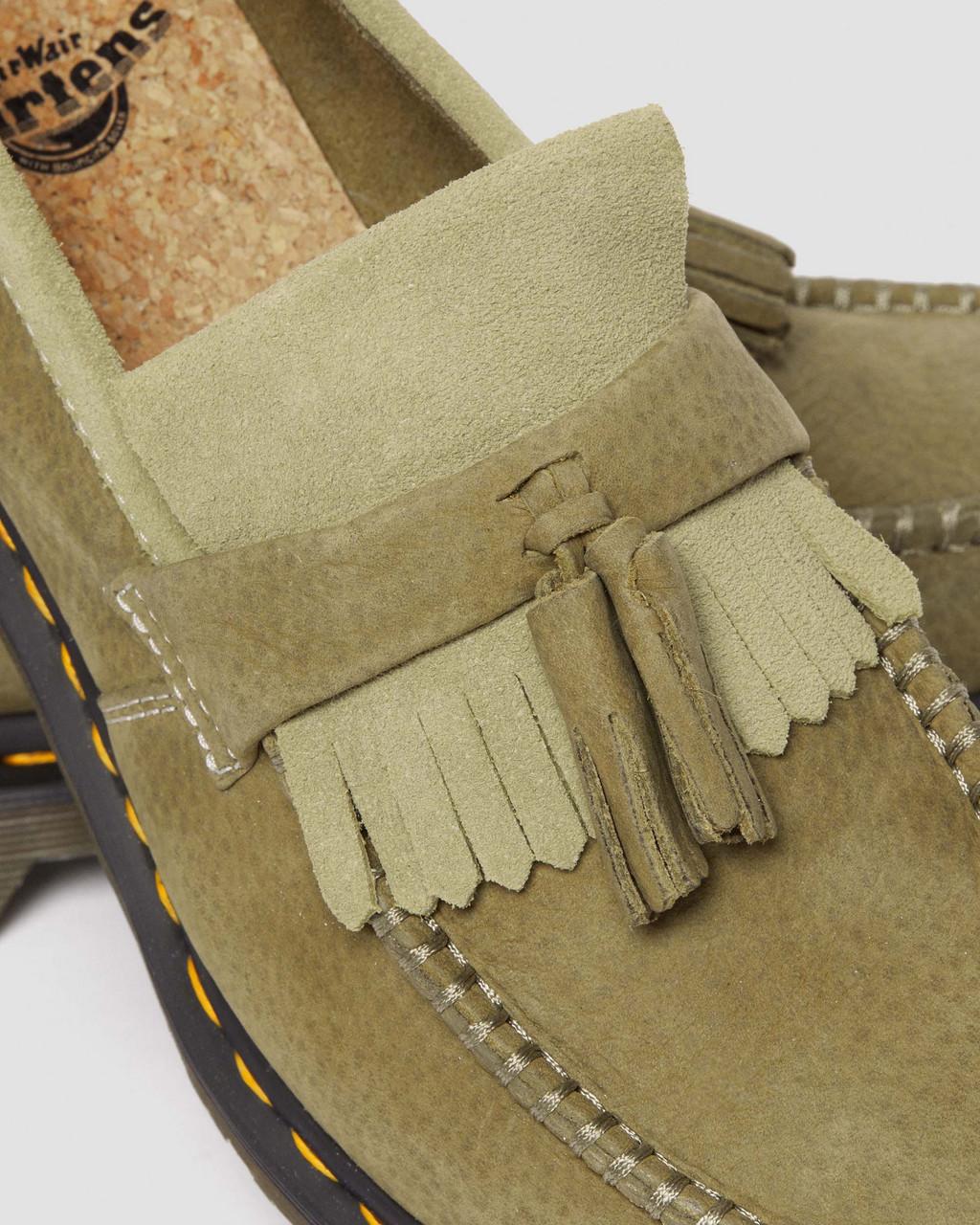 Mocasines Dr Martens Adrian Tumbled Nubuck Leather Tassel Mujer Verde Oliva | 92271982