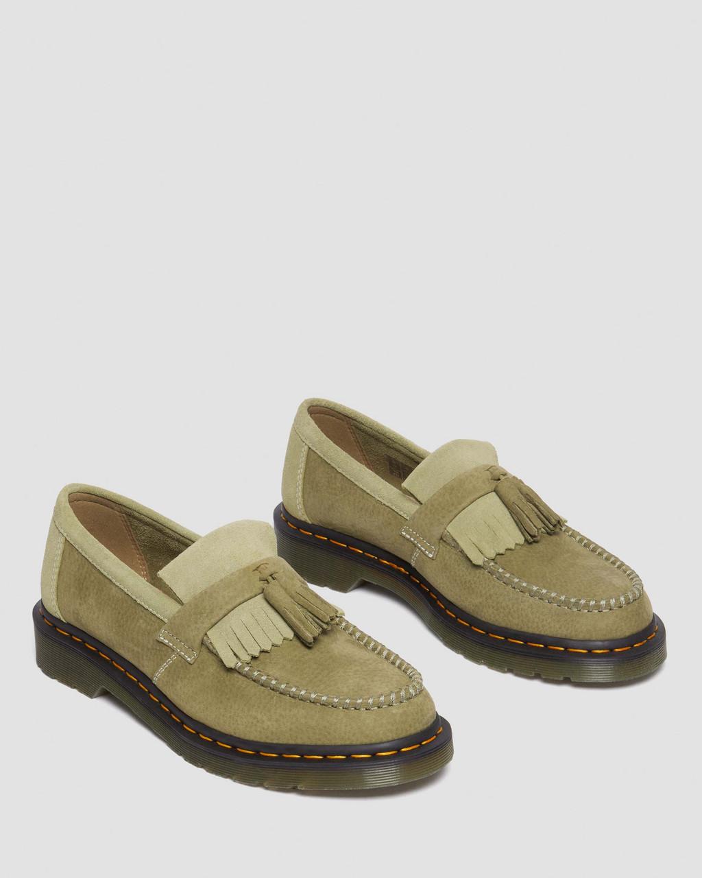 Mocasines Dr Martens Adrian Tumbled Nubuck Leather Tassel Mujer Verde Oliva | 92271982