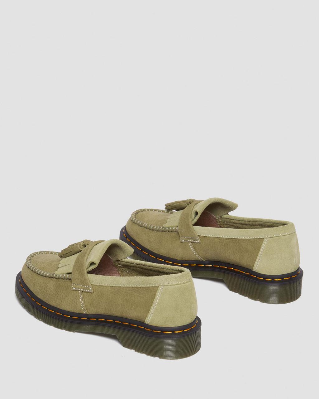 Mocasines Dr Martens Adrian Tumbled Nubuck Leather Tassel Mujer Verde Oliva | 92271982
