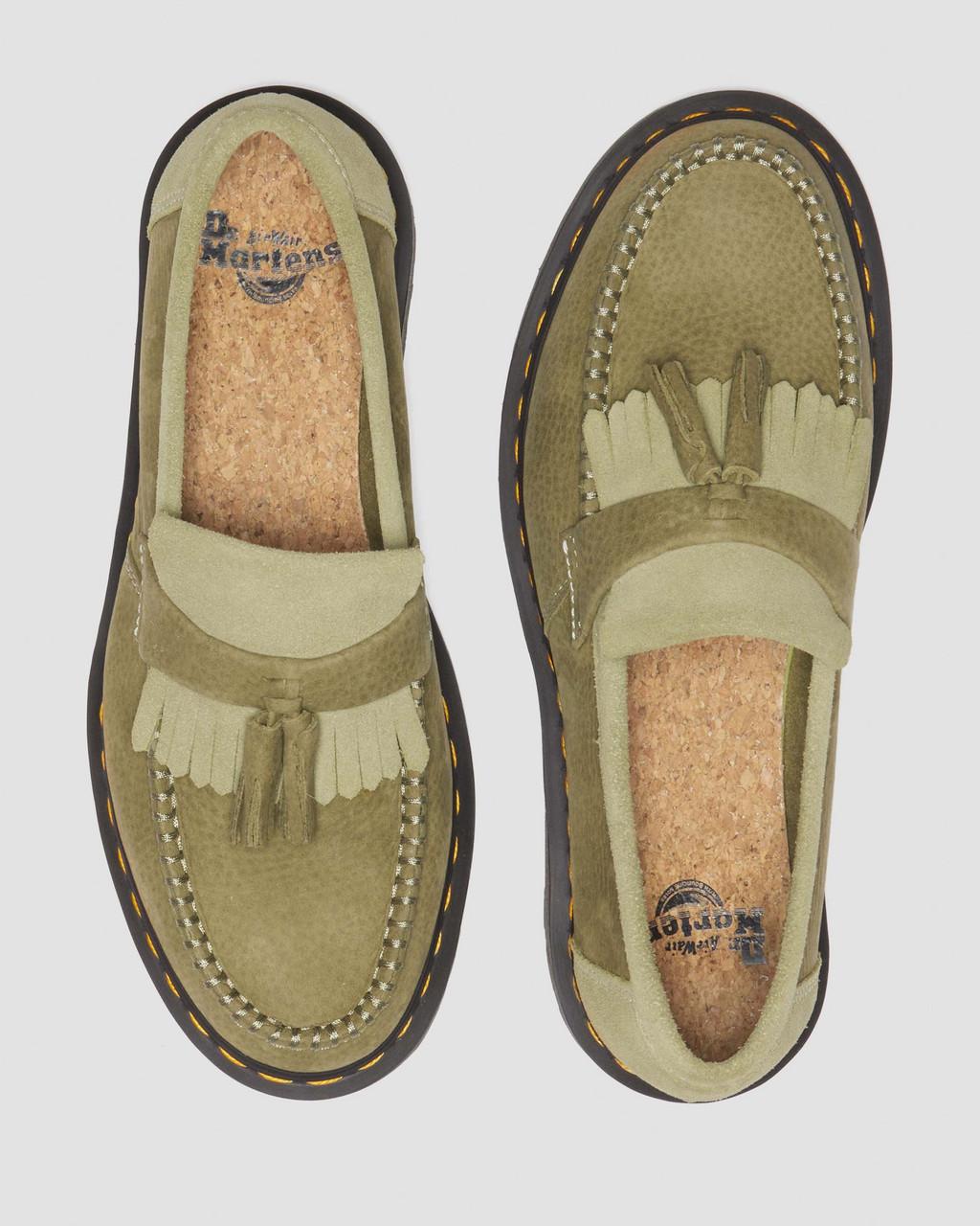 Mocasines Dr Martens Adrian Tumbled Nubuck Leather Tassel Mujer Verde Oliva | 92271982