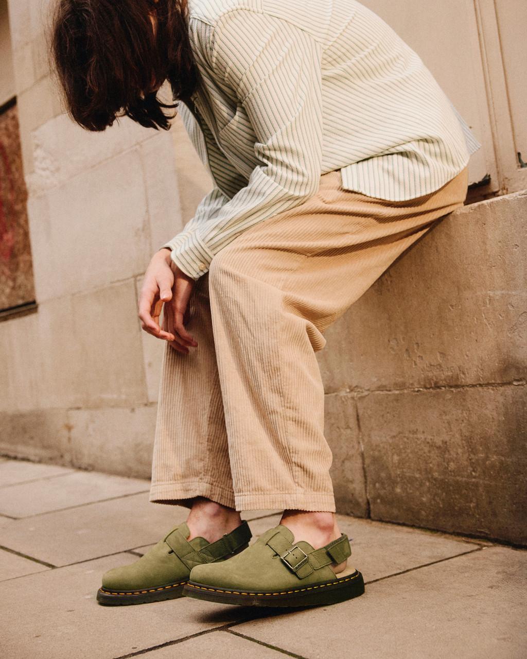 Mulas Dr Martens Jorge II Tumbled Nubuck Leather Slingback Mujer Verde Oliva | 99126325