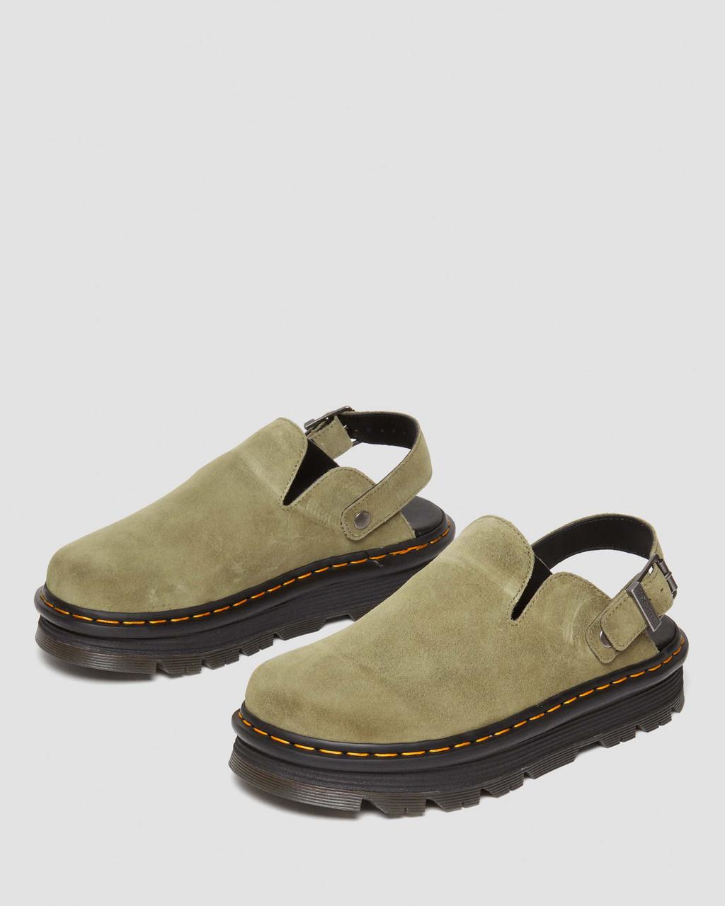 Mulas Dr Martens Zebzag Suede Slingback Platform Mujer Verde Oliva | 89969784