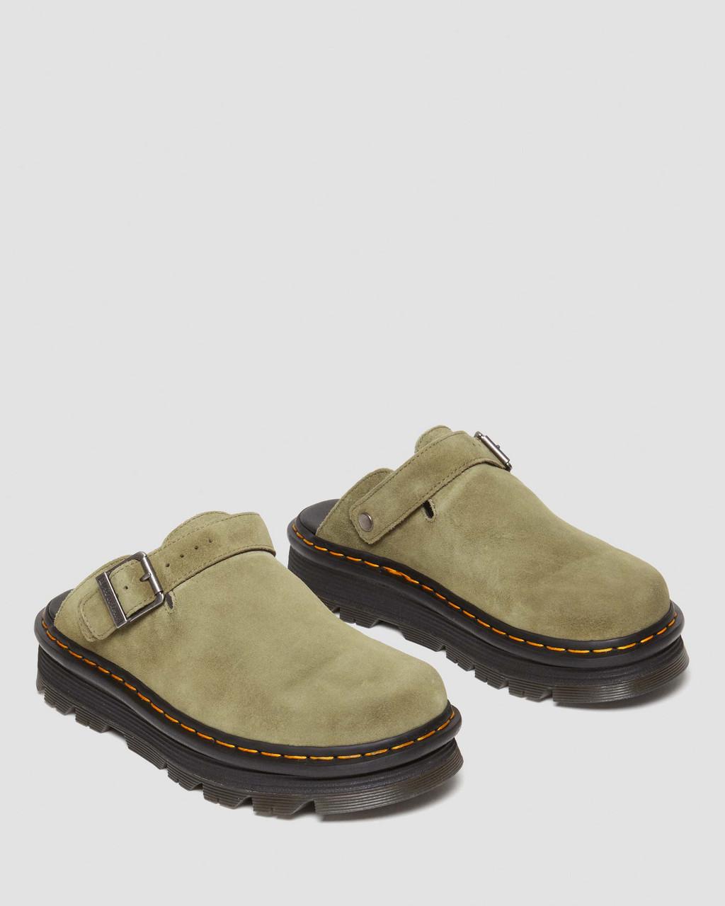 Mulas Dr Martens Zebzag Suede Slingback Platform Mujer Verde Oliva | 89969784