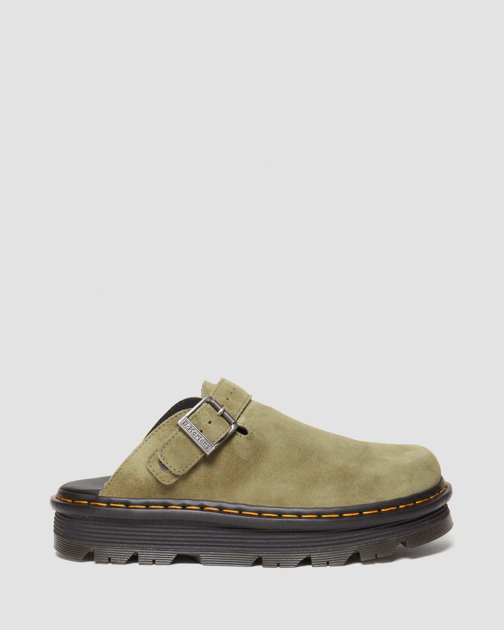 Mulas Dr Martens Zebzag Suede Slingback Platform Mujer Verde Oliva | 89969784