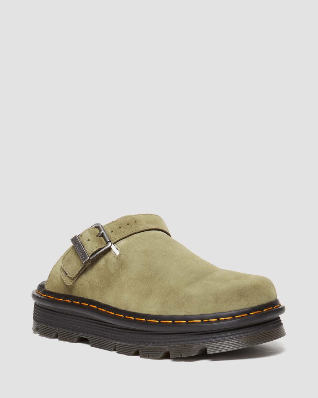 Mulas Dr Martens Zebzag Suede Slingback Platform Mujer Verde Oliva | 89969784