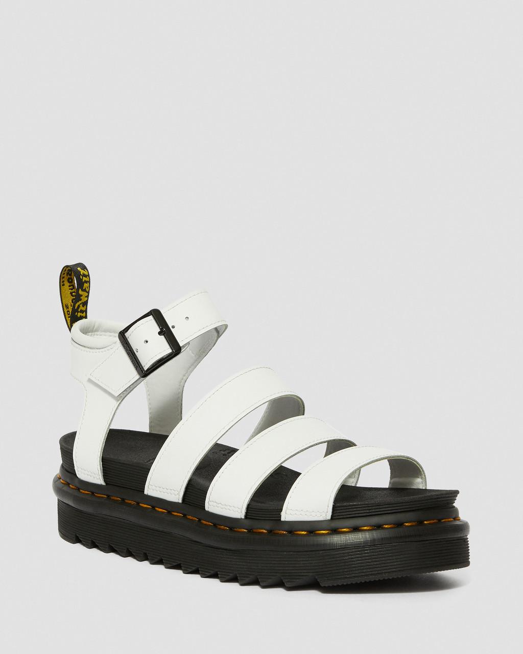 Sandalias Dr Martens Blaire Hydro Leather Strap Mujer Blancos | 36703067