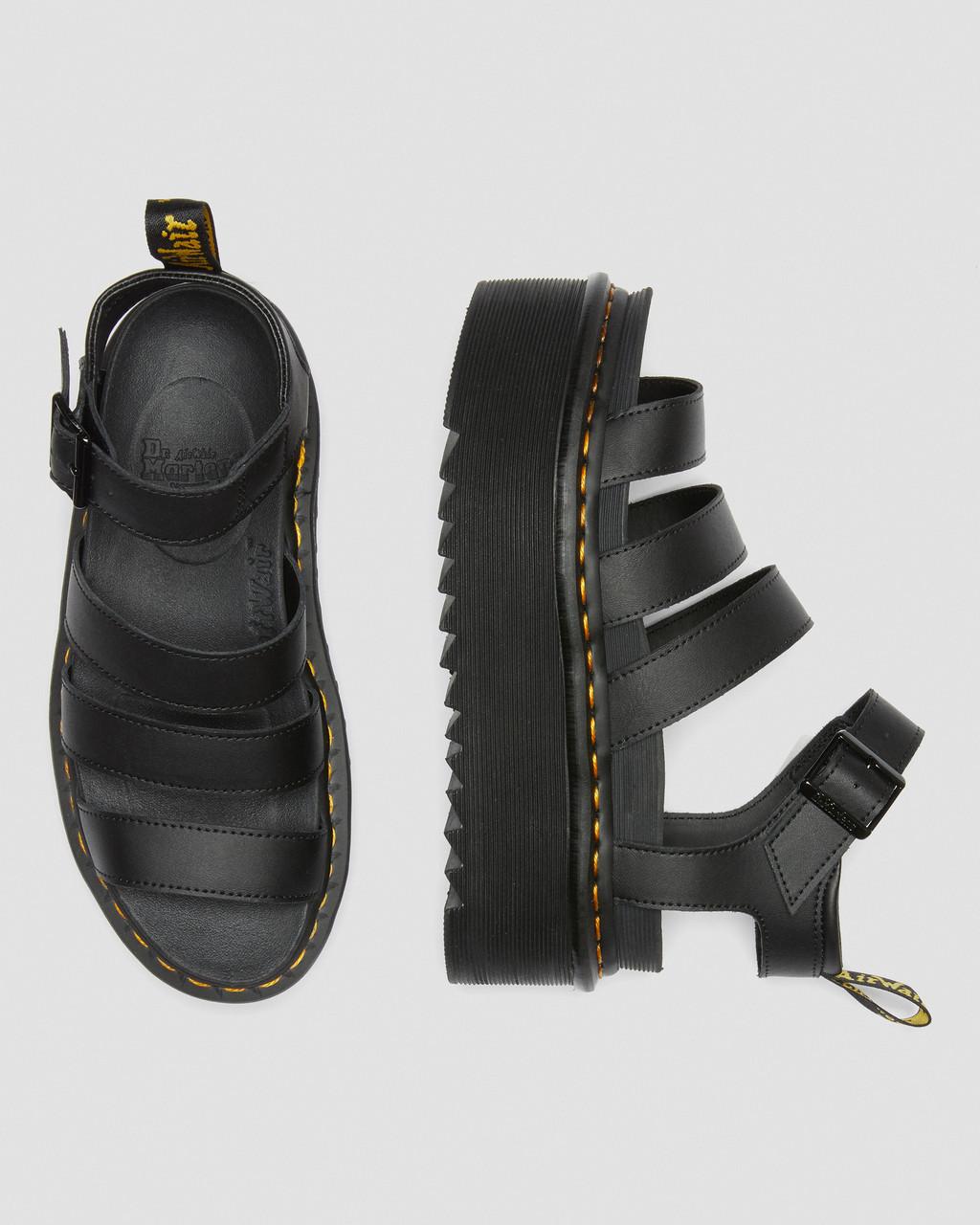 Sandalias Dr Martens Blaire Hydro Leather Platform Strap Mujer Negros | 47340164