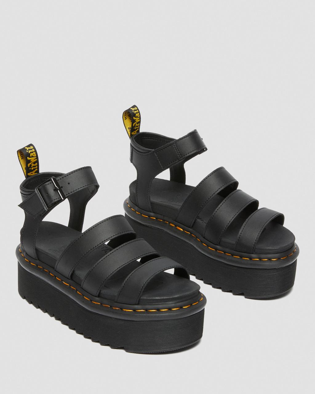 Sandalias Dr Martens Blaire Hydro Leather Platform Strap Mujer Negros | 47340164