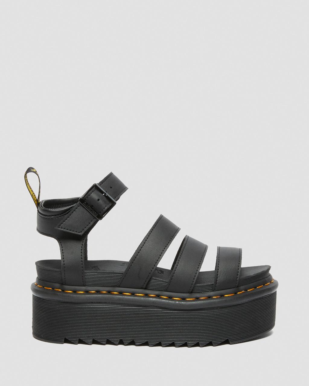 Sandalias Dr Martens Blaire Hydro Leather Platform Strap Mujer Negros | 47340164