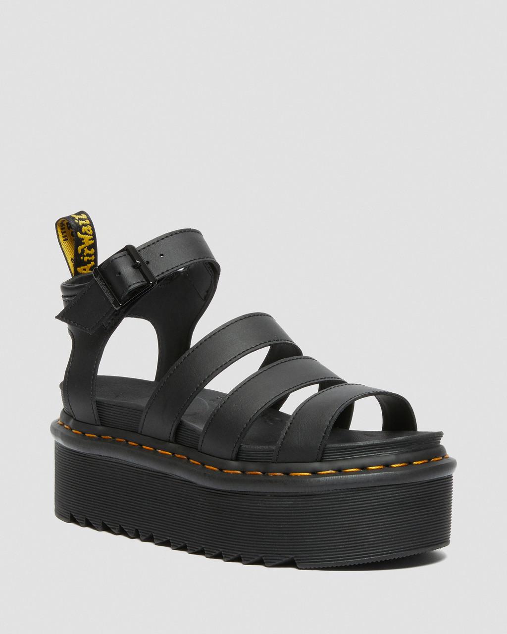 Sandalias Dr Martens Blaire Hydro Leather Platform Strap Mujer Negros | 47340164