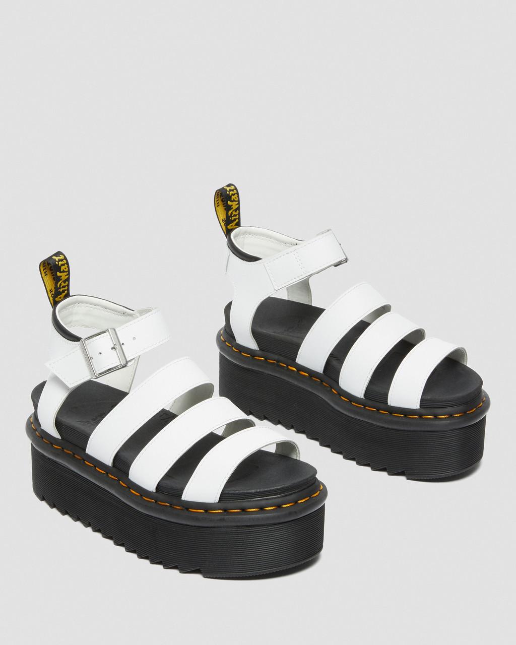 Sandalias Dr Martens Blaire Hydro Leather Platform Strap Mujer Blancos | 23725913