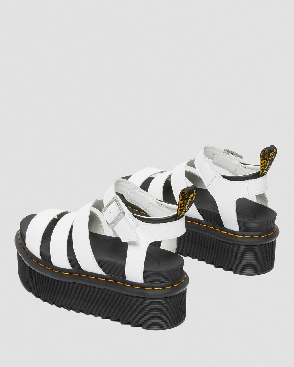 Sandalias Dr Martens Blaire Hydro Leather Platform Strap Mujer Blancos | 23725913