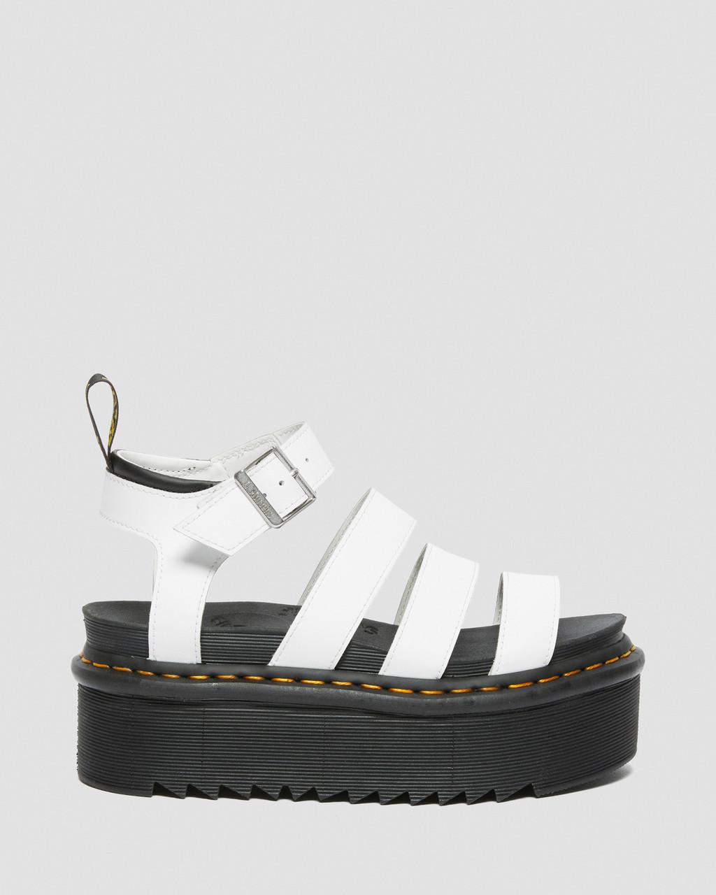 Sandalias Dr Martens Blaire Hydro Leather Platform Strap Mujer Blancos | 23725913