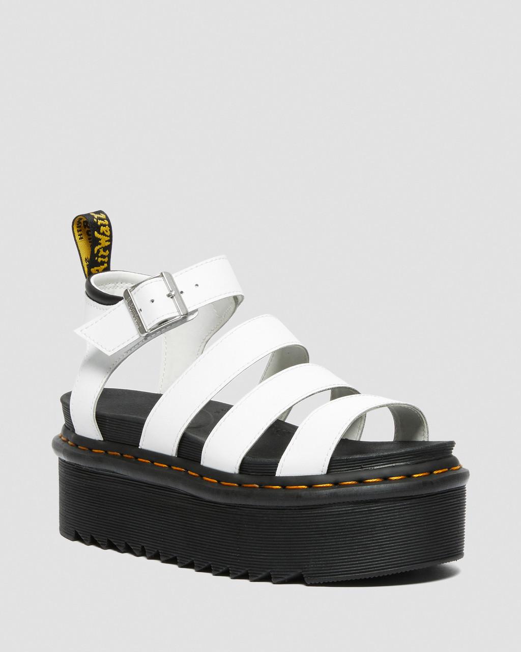 Sandalias Dr Martens Blaire Hydro Leather Platform Strap Mujer Blancos | 23725913