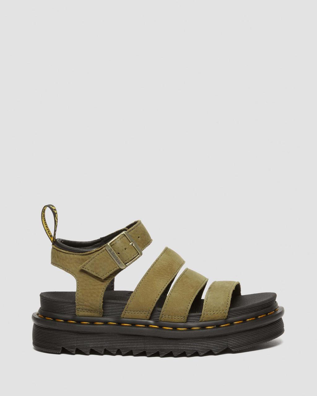 Sandalias Dr Martens Blaire Tumbled Nubuck Leather Mujer Verde Oliva | 15863719