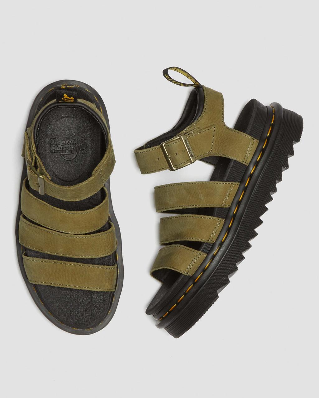 Sandalias Dr Martens Blaire Tumbled Nubuck Leather Mujer Verde Oliva | 15863719