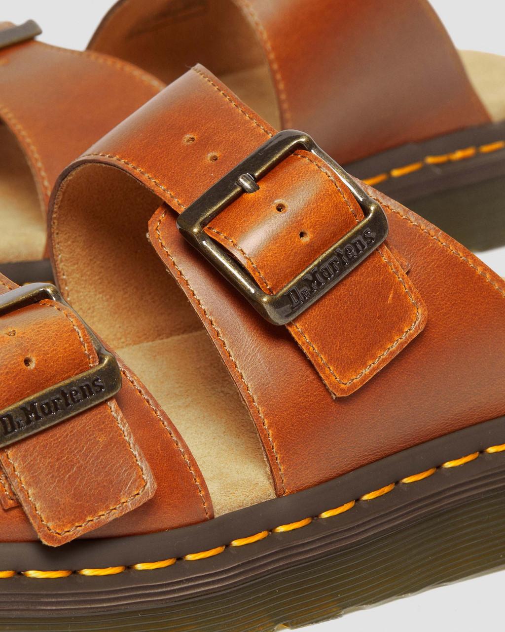 Sandalias Dr Martens Josef Analine Leather Buckle Slide Hombre Marrom | 80790474
