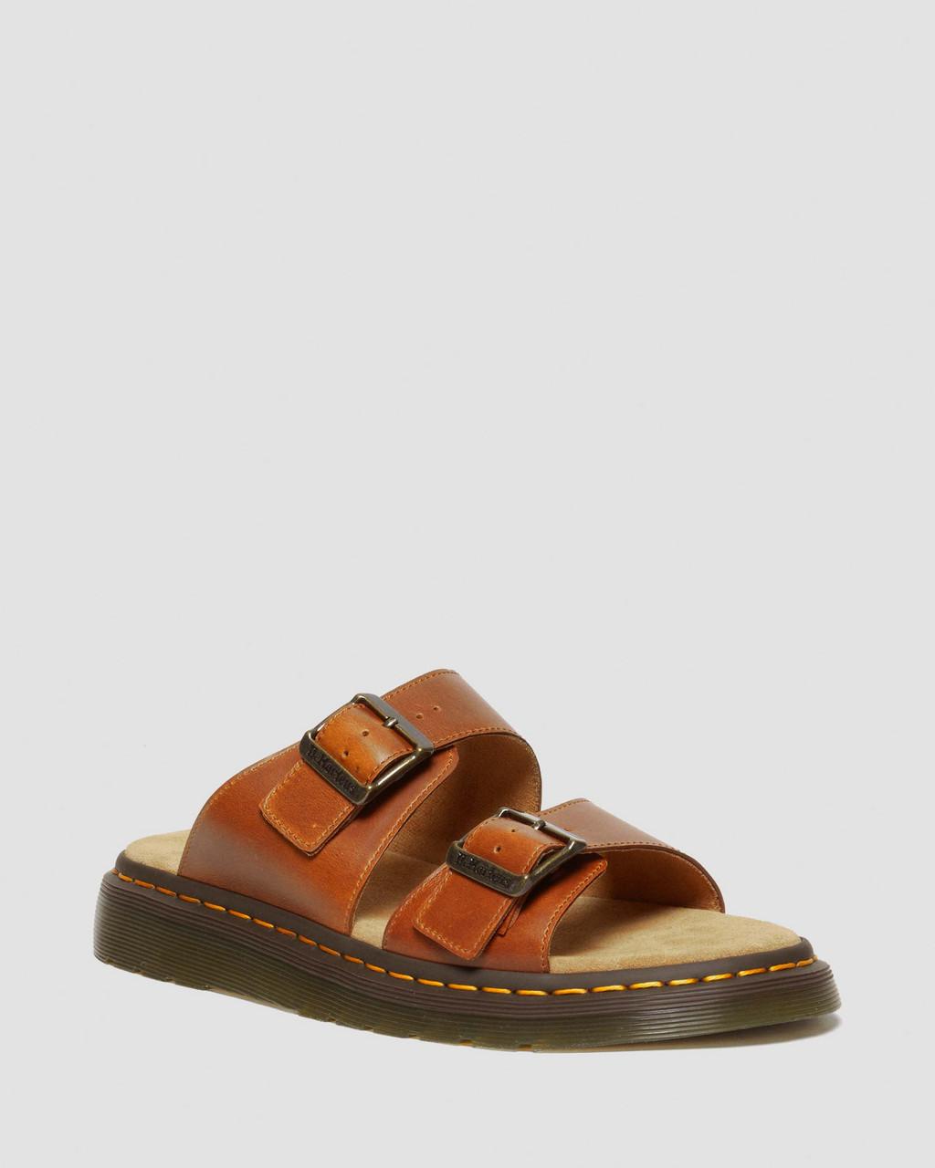 Sandalias Dr Martens Josef Analine Leather Buckle Slide Hombre Marrom | 80790474