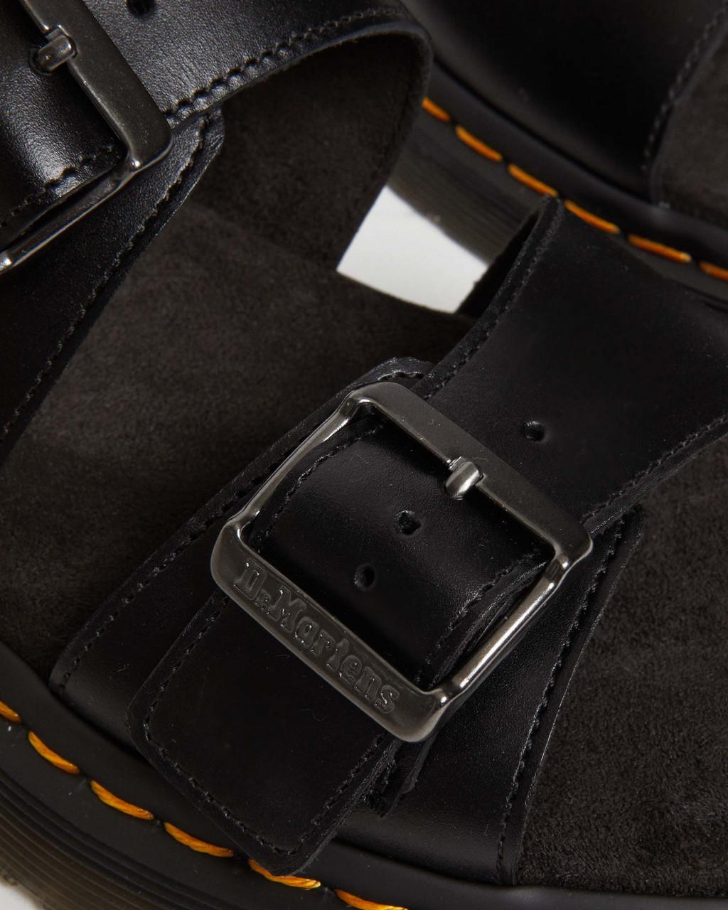 Sandalias Dr Martens Josef Analine Leather Buckle Slide Hombre Negros | 59884637