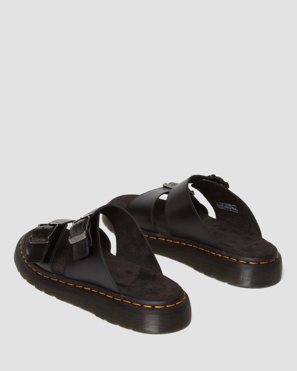 Sandalias Dr Martens Josef Analine Leather Buckle Slide Hombre Negros | 59884637