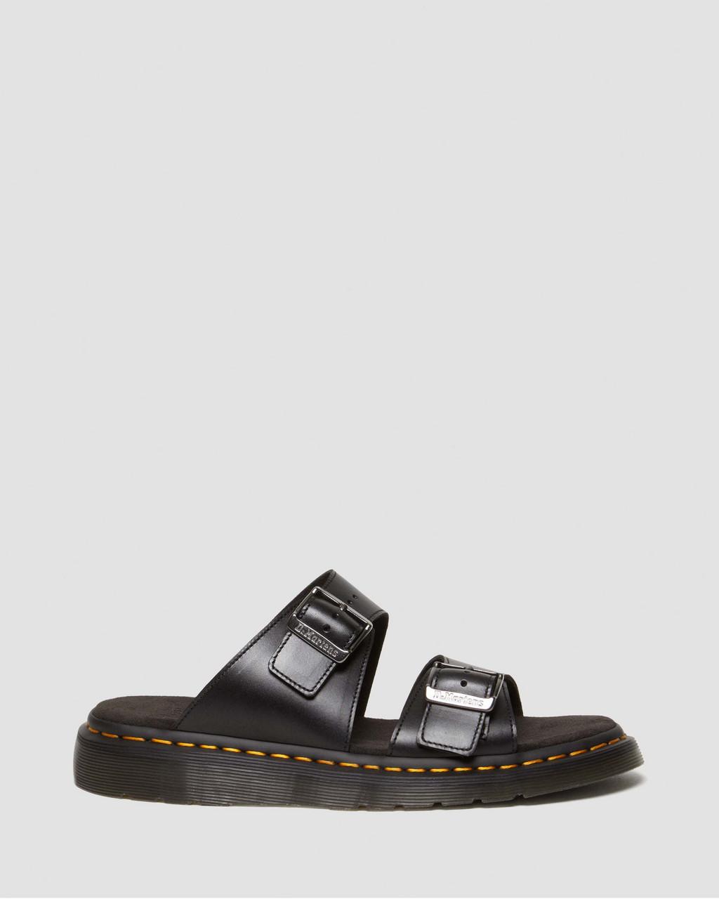 Sandalias Dr Martens Josef Analine Leather Buckle Slide Hombre Negros | 59884637