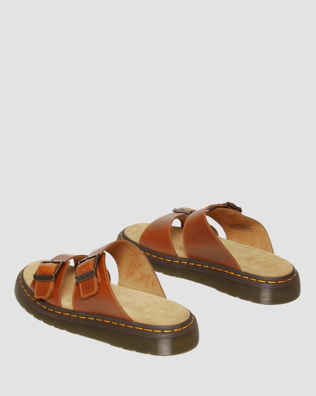 Sandalias Dr Martens Josef Analine Leather Buckle Slide Mujer Marrom | 55278299