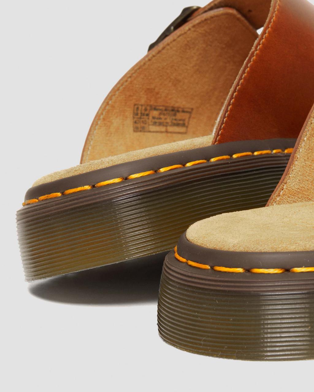 Sandalias Dr Martens Josef Analine Leather Buckle Slide Mujer Marrom | 55278299