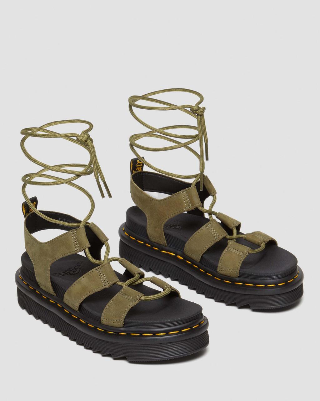 Sandalias Dr Martens Nartilla Tumbled Nubuck Leather Gladiator Mujer Verde Oliva | 73199079