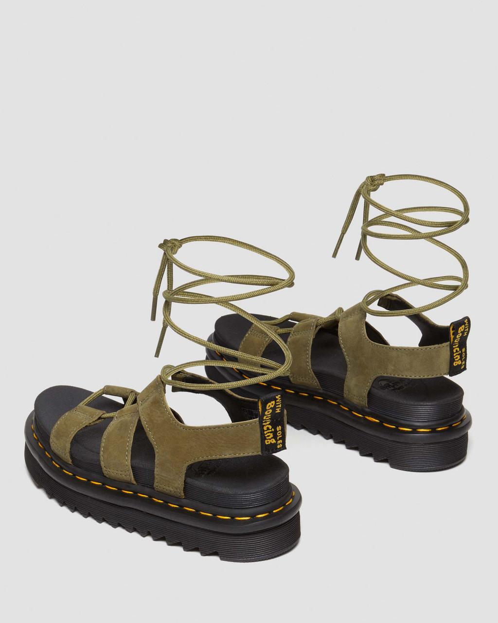 Sandalias Dr Martens Nartilla Tumbled Nubuck Leather Gladiator Mujer Verde Oliva | 73199079
