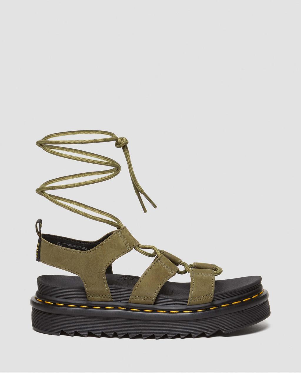 Sandalias Dr Martens Nartilla Tumbled Nubuck Leather Gladiator Mujer Verde Oliva | 73199079
