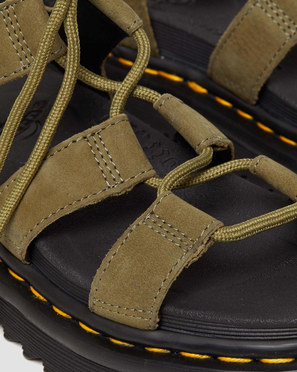 Sandalias Dr Martens Nartilla Tumbled Nubuck Leather Gladiator Mujer Verde Oliva | 73199079