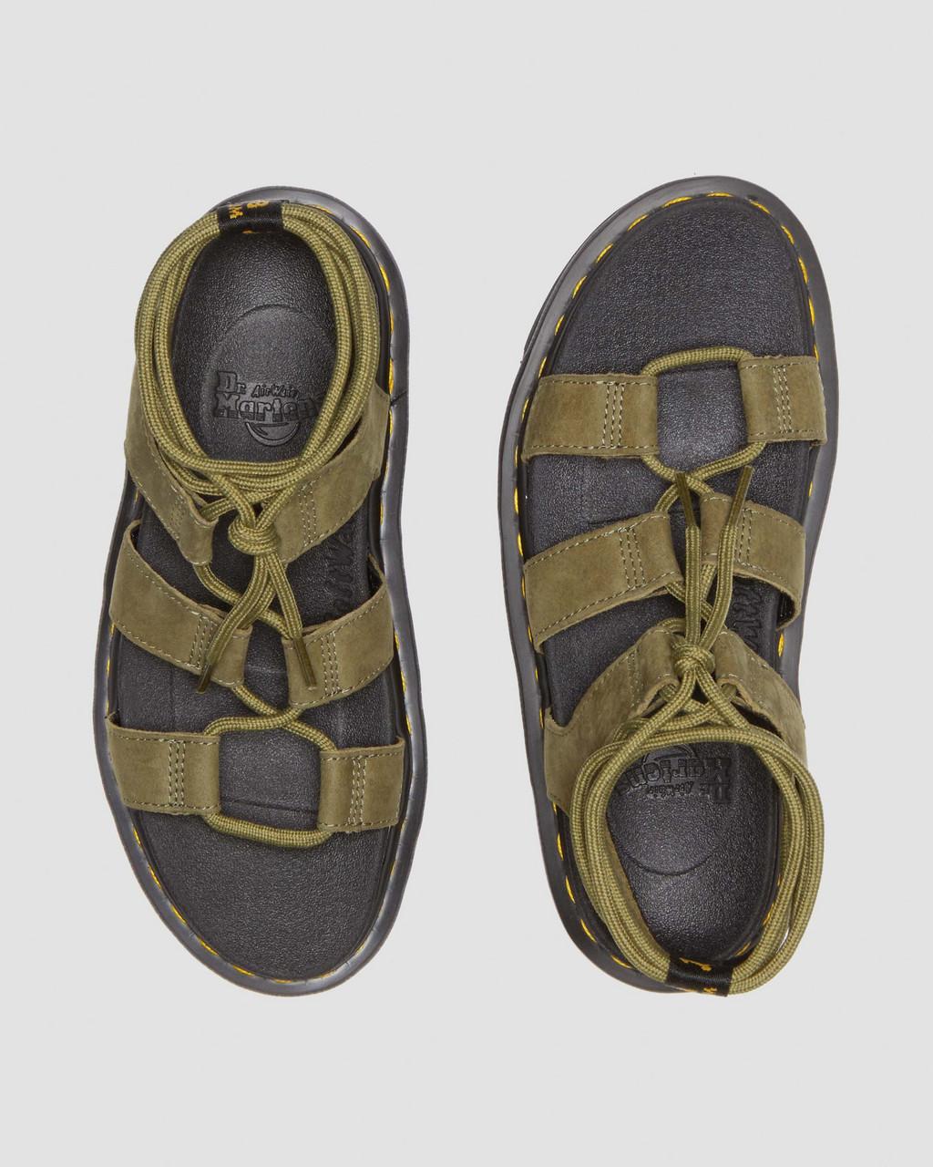 Sandalias Dr Martens Nartilla Tumbled Nubuck Leather Gladiator Mujer Verde Oliva | 73199079