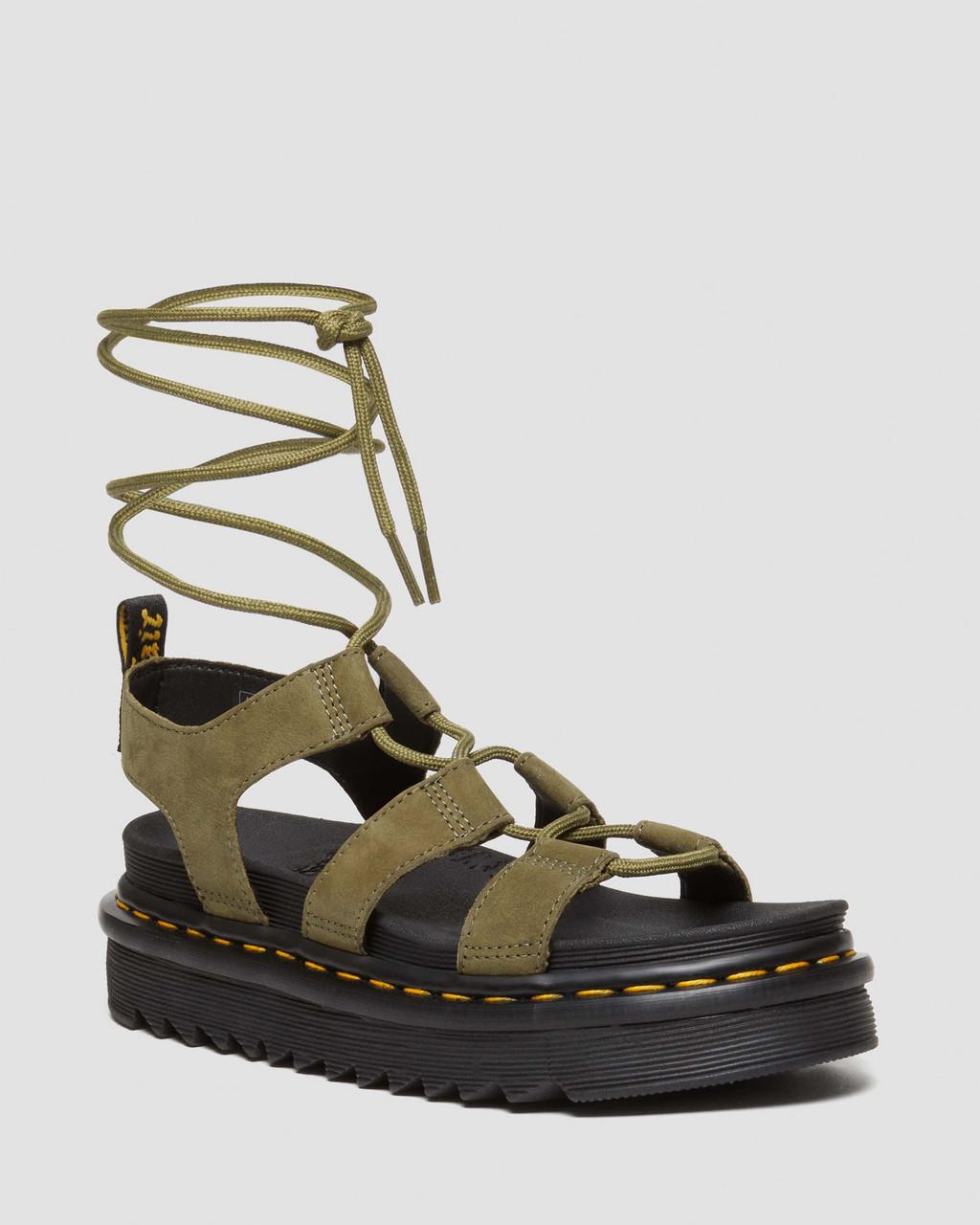 Sandalias Dr Martens Nartilla Tumbled Nubuck Leather Gladiator Mujer Verde Oliva | 73199079