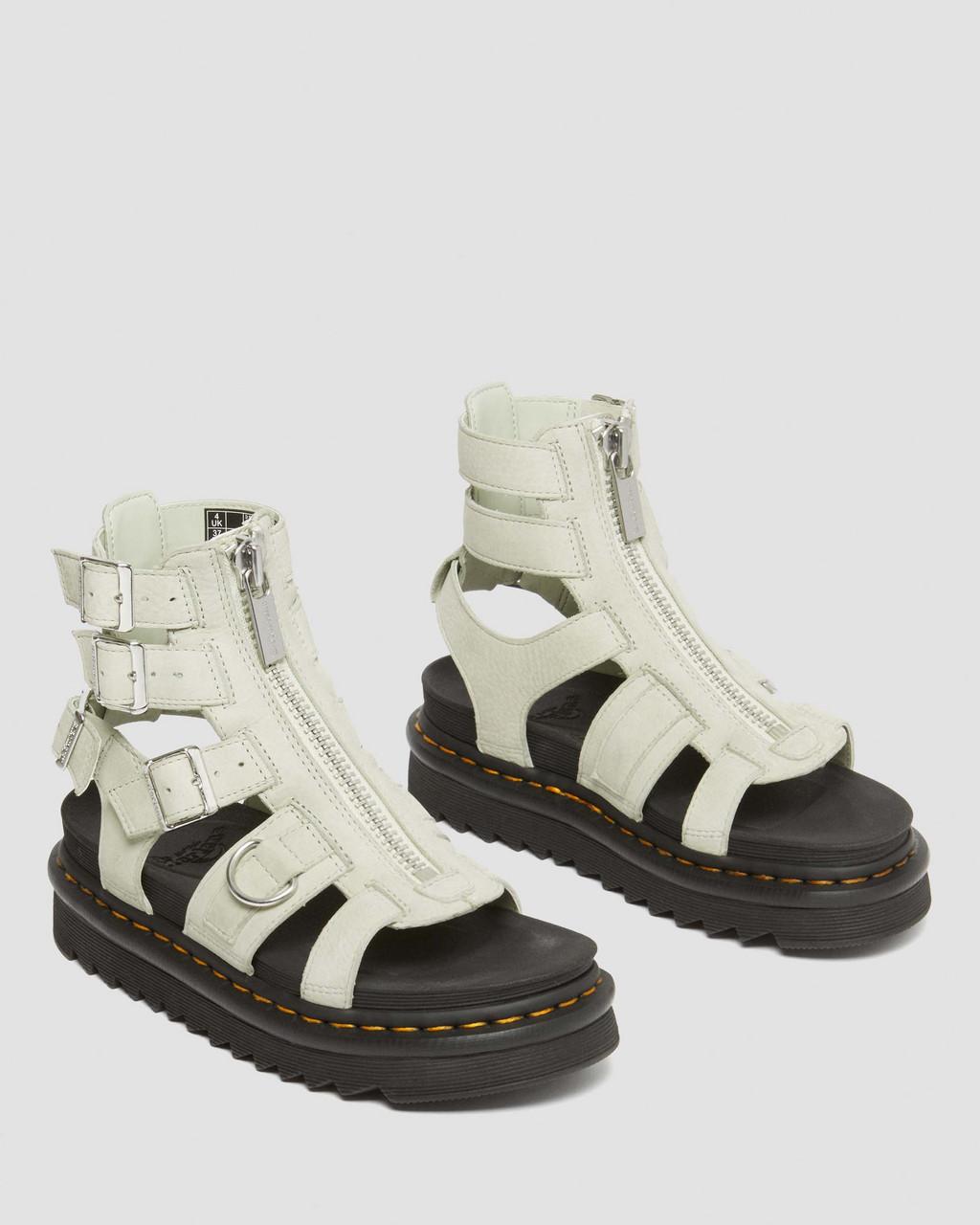 Sandalias Dr Martens Olson Tumbled Nubuck Leather Gladiator Zip Mujer Verde Menta | 43416407